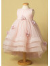 Pleated Tulle Floral Flower Girl Dress